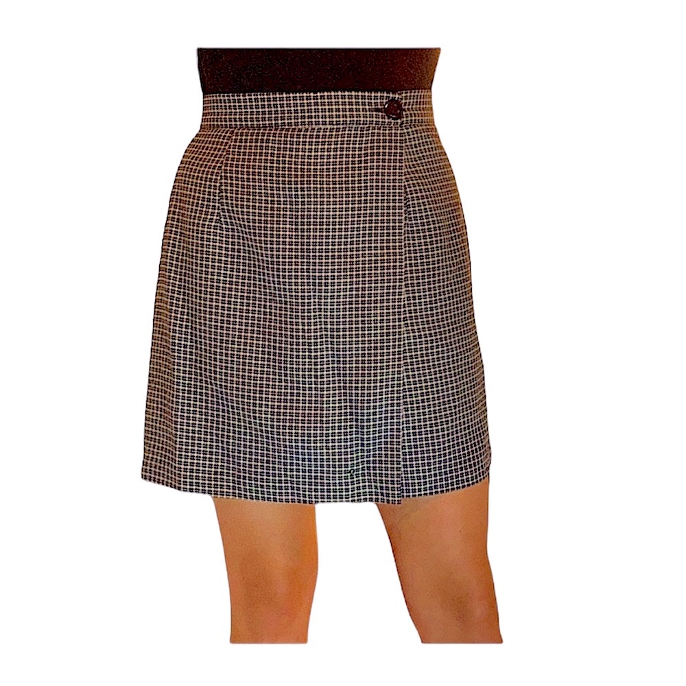 NYCC Vintage Wrap Style Green Neutral Check Shorts Skort Womens 12